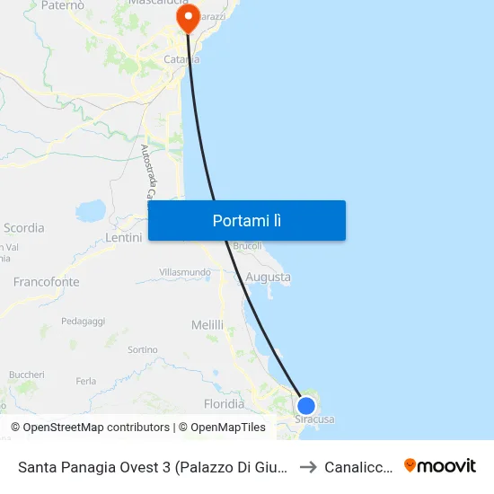 Santa Panagia Ovest 3 (Palazzo Di Giustizia) to Canalicchio map