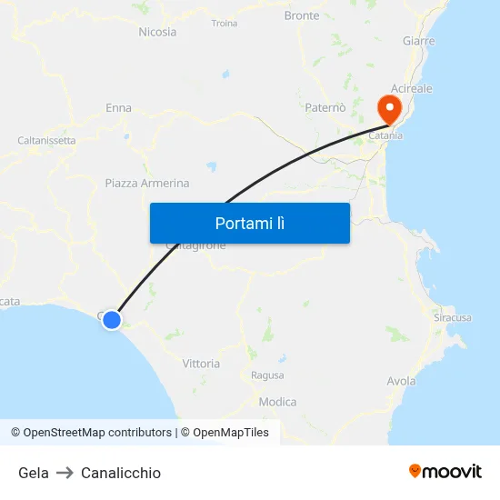 Gela to Canalicchio map