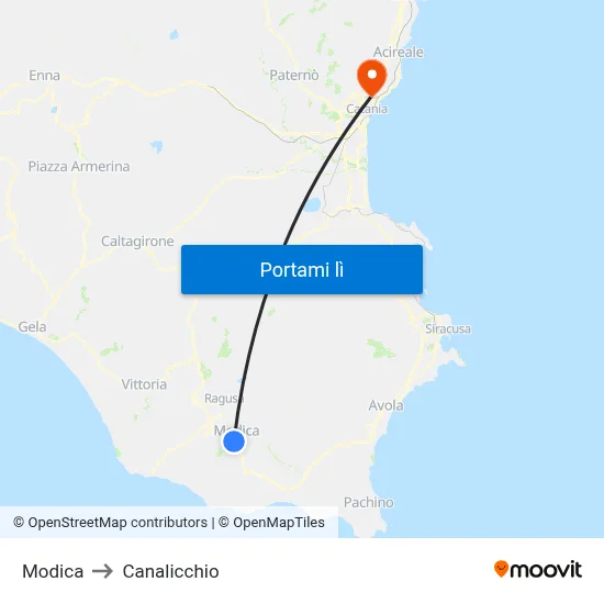 Modica to Canalicchio map