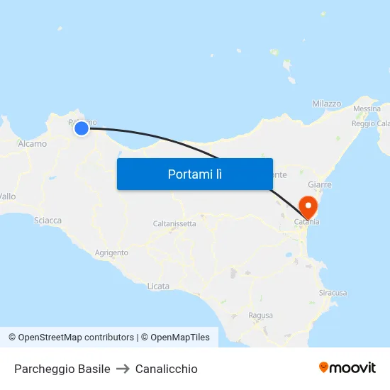 Parcheggio Basile to Canalicchio map