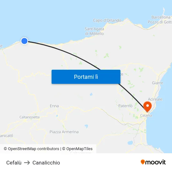 Cefalù to Canalicchio map
