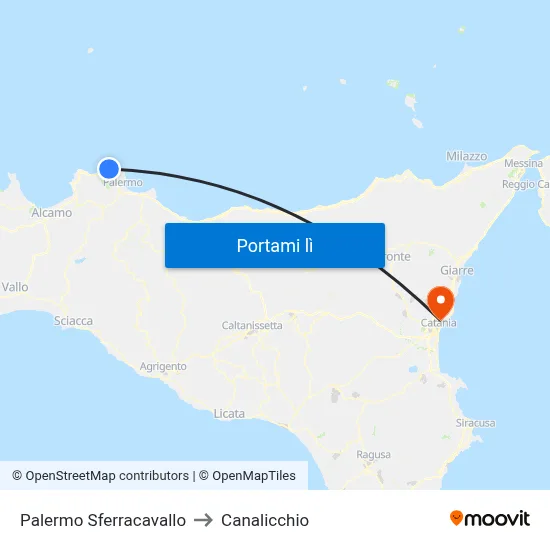 Palermo Sferracavallo to Canalicchio map