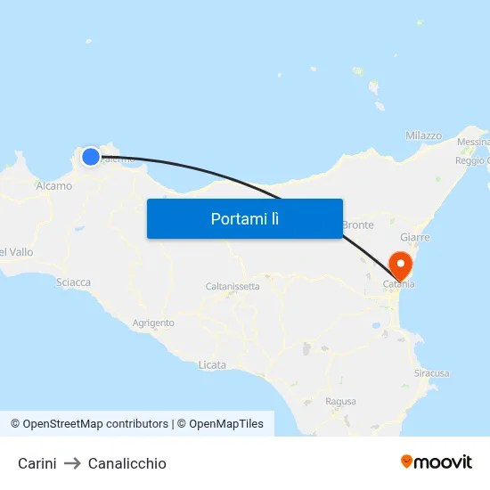 Carini to Canalicchio map