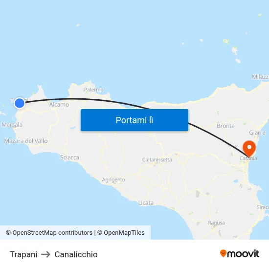 Trapani to Canalicchio map