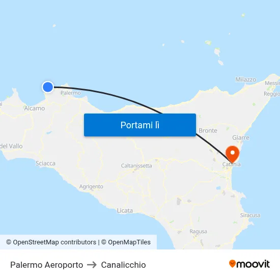 Palermo Aeroporto to Canalicchio map