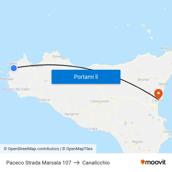 Paceco Strada Marsala 107 to Canalicchio map