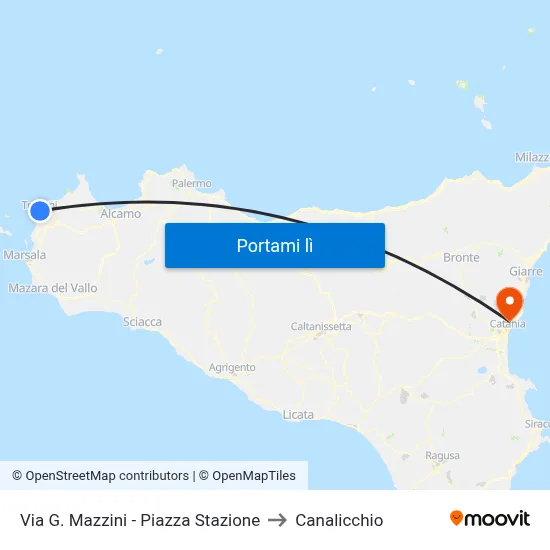 Via G. Mazzini - Piazza Stazione to Canalicchio map