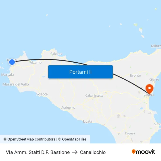 Via Amm. Staiti D.F. Bastione to Canalicchio map