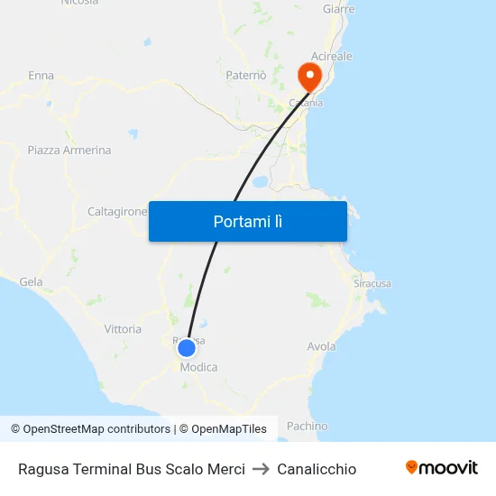 Ragusa Terminal Bus Scalo Merci to Canalicchio map