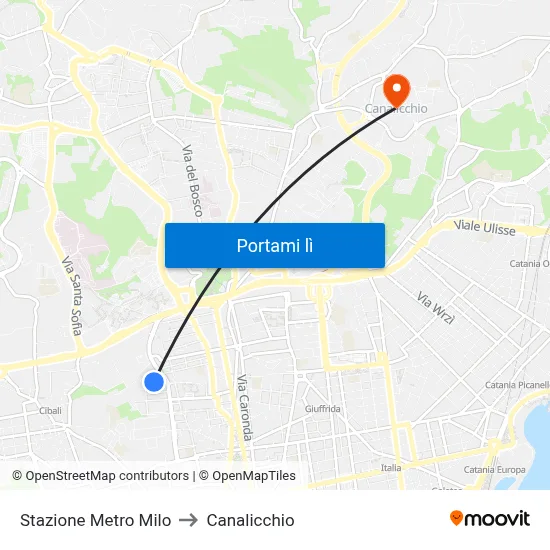 Stazione Metro Milo to Canalicchio map