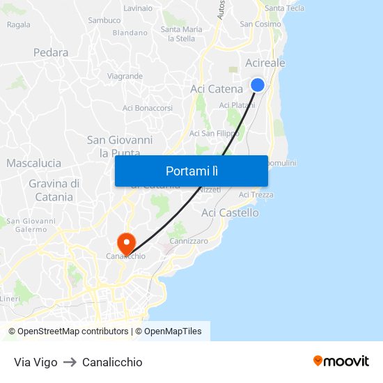 Via Vigo to Canalicchio map