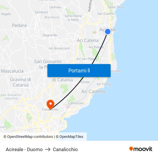 Acireale - Duomo to Canalicchio map