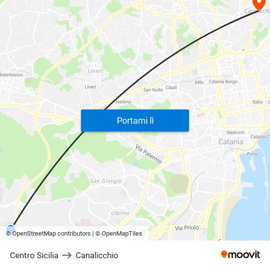 Centro Sicilia to Canalicchio map