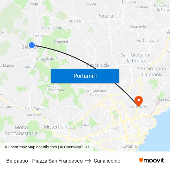 Belpasso - Piazza San Francesco to Canalicchio map