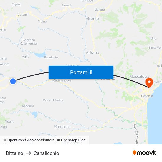Dittaino to Canalicchio map