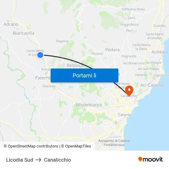 Licodia Sud to Canalicchio map