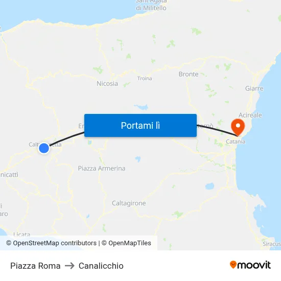 Piazza Roma to Canalicchio map