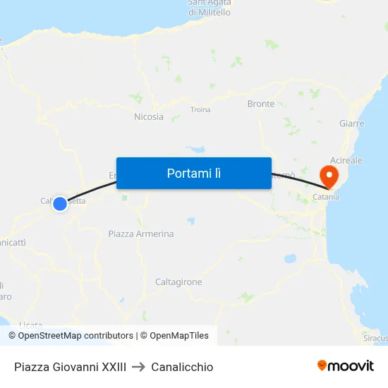 Piazza Giovanni XXIII to Canalicchio map