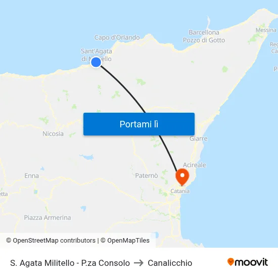 S. Agata Militello - P.za Consolo to Canalicchio map