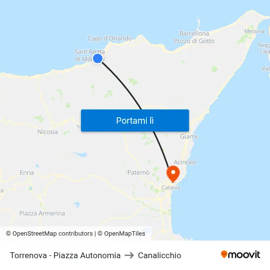 Torrenova - Piazza Autonomia to Canalicchio map