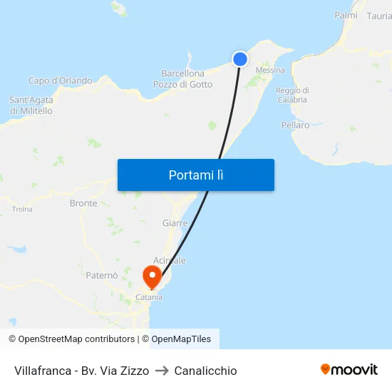Villafranca - Bv. Via Zizzo to Canalicchio map