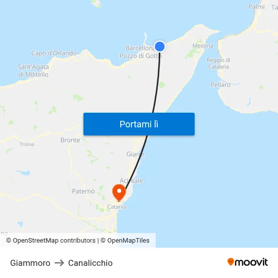 Giammoro to Canalicchio map
