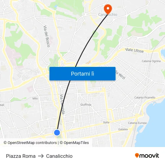 Piazza Roma to Canalicchio map