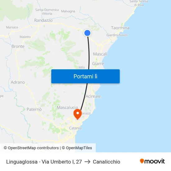 Linguaglossa - Via Umberto I, 27 to Canalicchio map