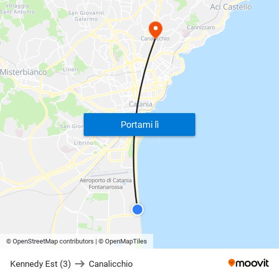 Kennedy Est (3) to Canalicchio map