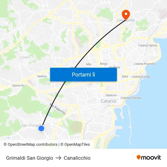 Grimaldi San Giorgio to Canalicchio map