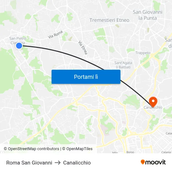 Roma San Giovanni to Canalicchio map