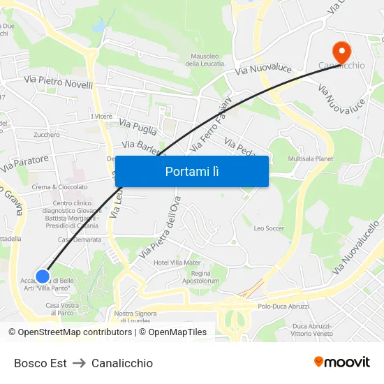 Bosco Est to Canalicchio map