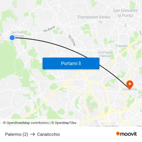 Palermo (2) to Canalicchio map