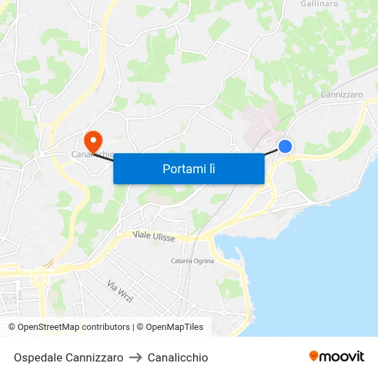 Ospedale Cannizzaro to Canalicchio map