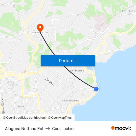 Alagona Nettuno Est to Canalicchio map