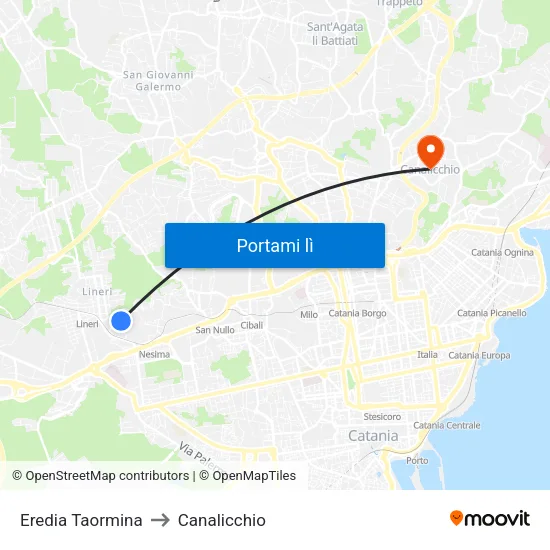 Eredia Taormina to Canalicchio map