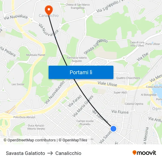 Savasta Galatioto to Canalicchio map