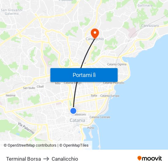 Terminal Borsa to Canalicchio map