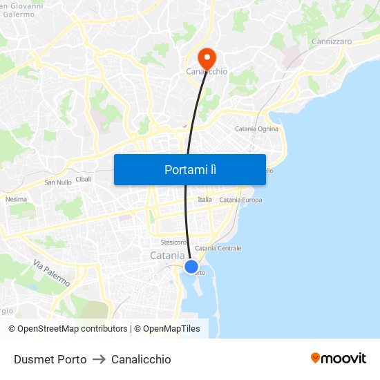 Dusmet Porto to Canalicchio map