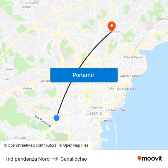 Indipendenza Nord to Canalicchio map