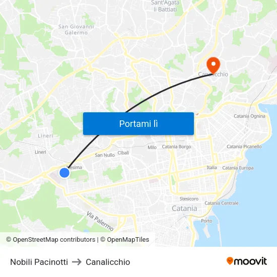 Nobili Pacinotti to Canalicchio map