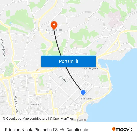 Principe Nicola Picanello FS to Canalicchio map