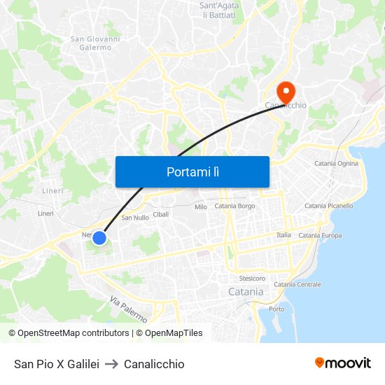 San Pio X Galilei to Canalicchio map