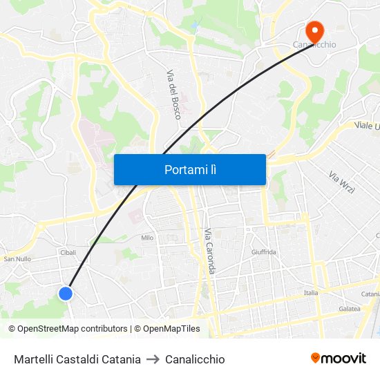 Martelli Castaldi Catania to Canalicchio map