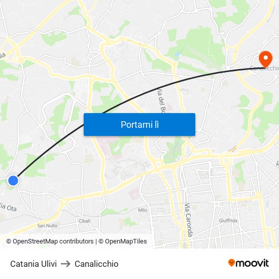 Catania Ulivi to Canalicchio map