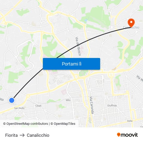 Fiorita to Canalicchio map