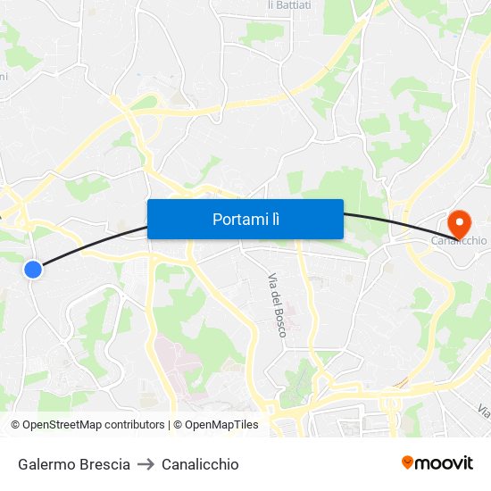 Galermo Brescia to Canalicchio map