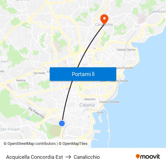 Acquicella Concordia Est to Canalicchio map