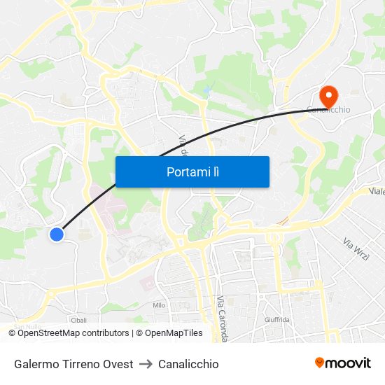 Galermo Tirreno Ovest to Canalicchio map