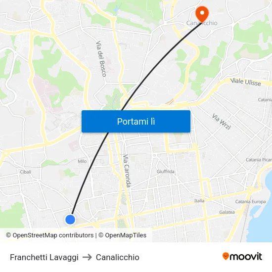 Franchetti Lavaggi to Canalicchio map